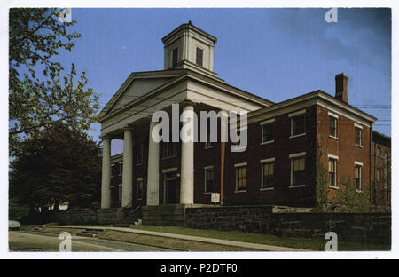 . English: Third County Courthouse for Richmond County (Staten Island), New York. Now part of Historic Richmond Town restoration. (Photograph reproduced on a post card.) . Unknown date. Unknown photographer 63 Third County Courthouse