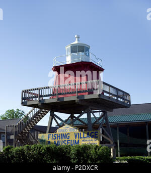 Historic North Pier Lighthouse displayed at Rogers Street Fishing Village Museum, Two Rivers, Wisconsin Stock Photo