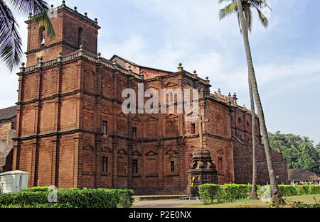 Exterior of historic Basilica of Bom Jesus in Old Goa, India, a UNESCO World Heritage Site where the mortal remains of St Francis Xavier is kept Stock Photo