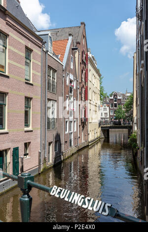 Beulingsluis Canal and Canal Houses at Herengracht, Amsterdam Stock Photo