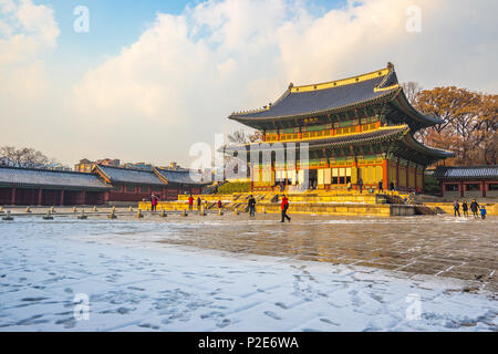 Sunset at Changdeokgung Palace in Seoul, Korea. Stock Photo