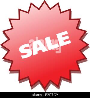 large red sticker sale on white background Stock Vector