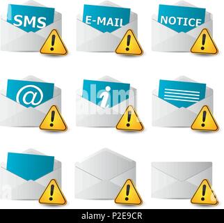 icon convert set 2d with exclamation sign on white background Stock Vector