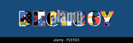 The word BIOLOGY concept written in colorful abstract typography. Stock Photo