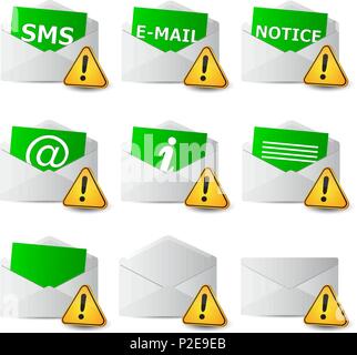 icon convert set 2d with exclamation sign on white Stock Vector
