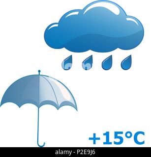 Rain umbrella and cloud on white background Stock Vector