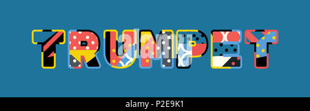 The word TRUMPET concept written in colorful abstract typography. Stock Photo