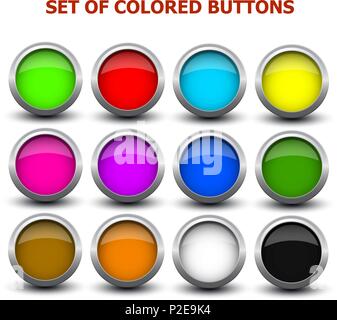set of colored buttons on white bakground Stock Vector