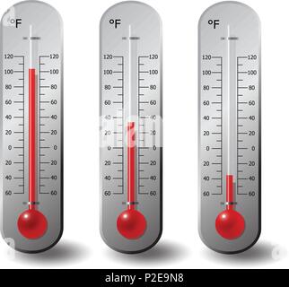 thermometers Fahrenheit degree set on white Stock Vector