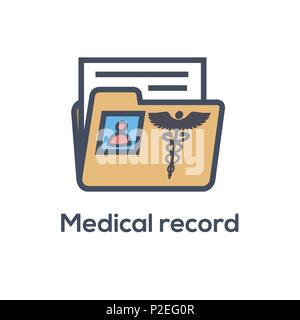 Medical Records Icon - Caduceus and personal health record imagery - phr, emr, ehr Stock Vector