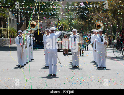 160904-N-AL248-039 POMONA, California (Sept. 4, 2016) Navy Band Southwest leads the Los Angeles County Fair Parade, during Los Angeles Fleet Week. The inaugural Los Angeles Fleet Week offers the public an opportunity to tour ships, meet Sailors, Marines and members of the Coast Guard and gain better understanding of how the sea services support the national defense of the United States and freedom of the seas. (U. S. Navy photo by Chief Mass Communication Specialist Ryan B. Tabios/Released) Stock Photo