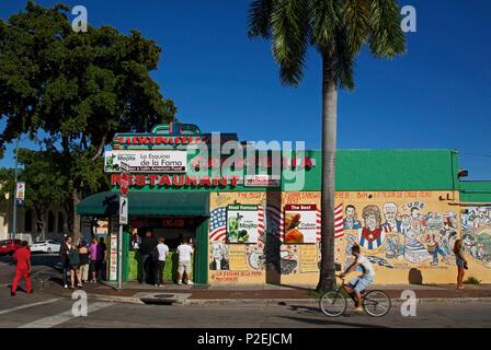 United States, Florida, Miami, Cuban restaurant on Calle Ocho, in the district of Little Havana, in Miami Downtown Stock Photo