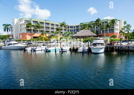 Florida Upper Key Largo Florida Keys,Holiday Inn,hotel,motel,boat dock,exterior outside,FL170818031 Stock Photo