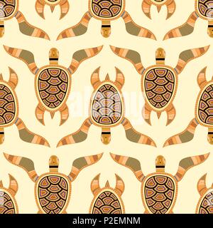 seamless pattern with turtles. Stylized sea turtle. Vector illustration Stock Vector