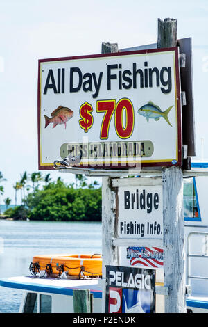 Florida Upper Florida Keys,Islamorada,Bud N' Mary's Marina,all day fishing sign,Miss Islamorada,boat charter,FL170818062 Stock Photo