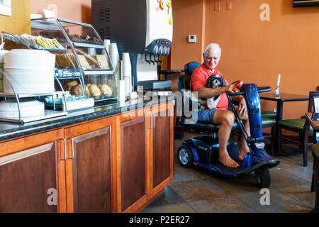 Florida,FL South,Clearwater,Holiday Inn Express,hotel,motel,free breakfast buffet,dining room,senior seniors old citizen citizens pensioner pensioners Stock Photo