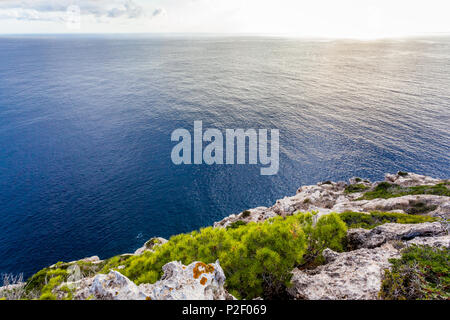 View from the terrace of the lighthouse Cap Blanc, Mallorca, Balearic Islands, Spain Stock Photo