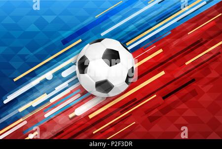 Soccer event illustration, web banner design of football ball with festive color background. EPS10 vector. Stock Vector