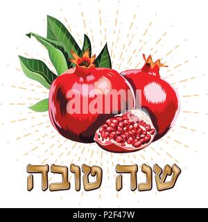 A greeting card with stylish lettering Shana Tova. Vector illustration EPS10 Stock Vector