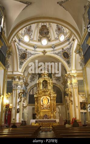 SPAIN - La Huerta de Murcia (district) - MURCIA. Murcia (capital); Iglesia del monasterio de Santa Clara; interior y retablo Mayor barrocos. Stock Photo