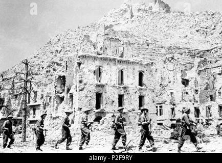 Allied troops capture Cassino, Italy. Battle of Monte Cassino, May 1944. Stock Photo