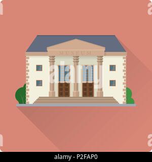 flat design long shadow museum building vector illustration Stock Vector