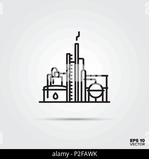 Oil refinery industrial plant line icon vector. Industry and energy symbol. Stock Vector