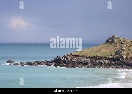 Porthmeor, St Nicholas Chapel, St Ives, Cornwall, South West England, UK Stock Photo