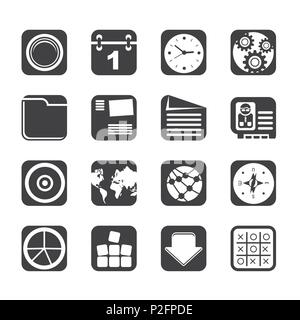 Silhouette Mobile Phone, Computer and Internet Icons - Vector Icon Set Stock Vector