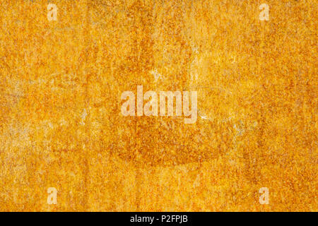 Rusty yellow painted metal wall. Detailed texture Stock Photo