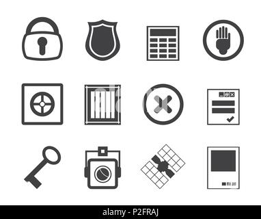 Silhouette Simple Security and Business icons - vector  icon set Stock Vector