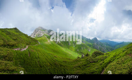 Panoramic view of Mount Ciucas on summer, part of the Carpathian Range from Romania Stock Photo