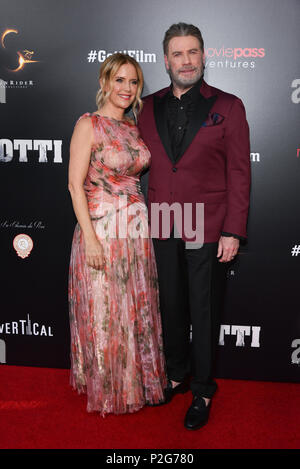 New York, USA. 14th Jun, 2018. Kelly Preston and John Travolta attend the 'Gotti' New York premiere at SVA Theater on June 14, 2018 in New York City. Credit: Erik Pendzich/Alamy Live News Stock Photo