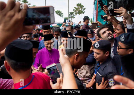Malaysian Prime Minister Dr Mahathir Mohamad Seen Arriving With An Eager Greeting From Visitors At His Aidilfitri Open House Held At Seri Perdana Official Residence In Putrajaya Eid Al Fitr Also Known