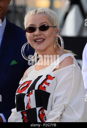 New York, USA. 15th Jun, 2018. Christina Aguilera performs on NBC's 'Today' at Rockefeller Plaza on June 15, 2018 in New York City. Credit: Erik Pendzich/Alamy Live News Stock Photo
