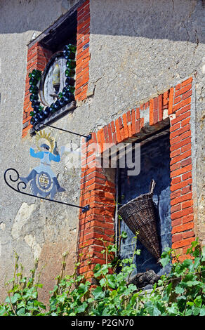 Sign hanging outside winemaker in the champagne district, Hautvilliers, Marne, Champagne-Ardennes, France Stock Photo