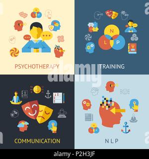 Digital vector neuro linguistic programming icon set Stock Vector