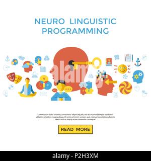 Digital vector neuro linguistic programming icon set infogprahics Stock Vector