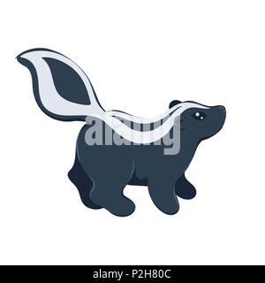 Vector illustration of cute baby skunk - cartoon style illustration af a baby animal, illustration isolated on white Stock Vector