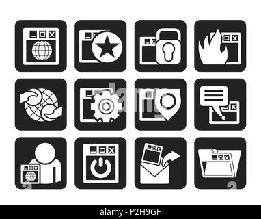 Silhouette Internet, website and  Security Icons - vector icon set Stock Vector