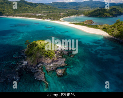 Aerial drone view of Nacpan Beach on Palawan Island in the Philippines Stock Photo