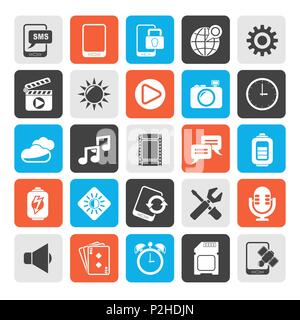 Silhouette Mobile Phone Interface icons - vector icon set Stock Vector