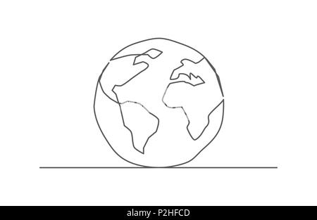 Globe One line drawing Stock Vector