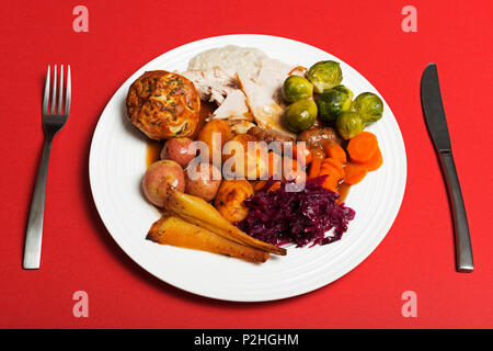Traditional British Christmas dinner Stock Photo