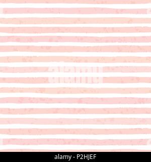 Textured vector grunge stripes of pastel pink colors seamless pattern on the white background. Hand drawn design. Stock Vector