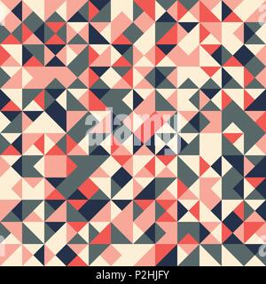 Vector abstract seamless pattern with randomly colored triangles. Retro ornament in red, pink, green and blue colors. Stock Vector