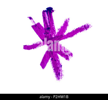 Violet lipstick strokes isolated on white background. Stock Photo