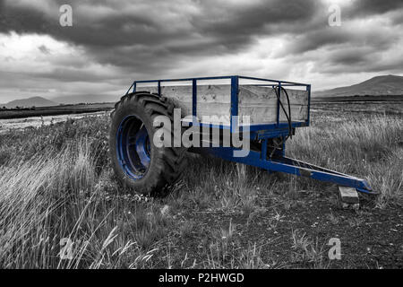 Trailer for collecting Peat in bog at Renard, County Kerry, Ireland Stock Photo