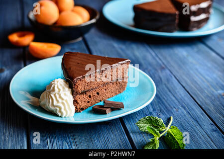 Sacher cake - traditional Austrian chocolate dessert Stock Photo