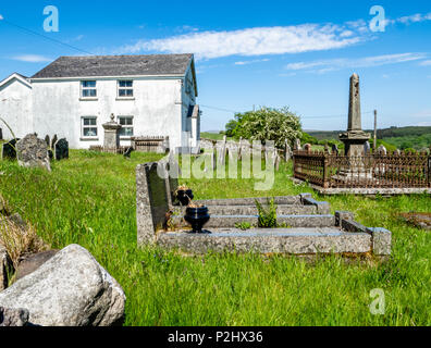 Small chapel house and cemetery near Clyn Gwyn in the Neath Valley - Brecon Beacons National Park South Wales UK Stock Photo